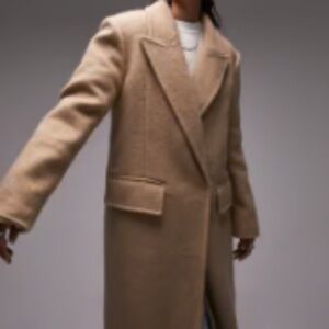 NWT TOPSHOP wool blend oversized coat camel size Small